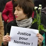 Rassemblement en mémoire de Boris Nemtsov à Paris. (01.03.2015) Photo : Pierre Raimbault.