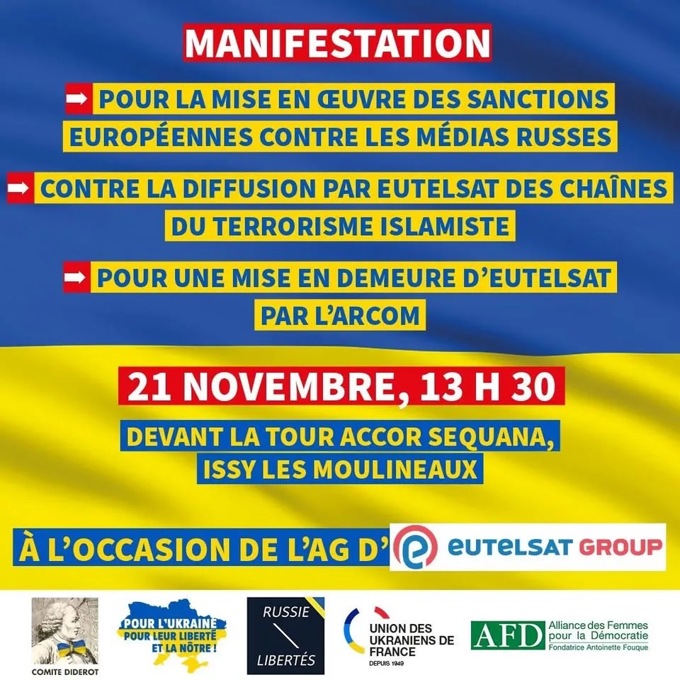 Dire non à la diffusion de la propagande russe par Eutelsat ! 